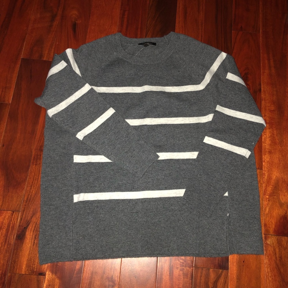 Gray and White Striped Sweater